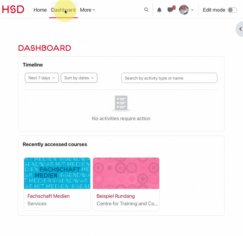 Walkthrough: searching for a course and self-enrolling in Moodle