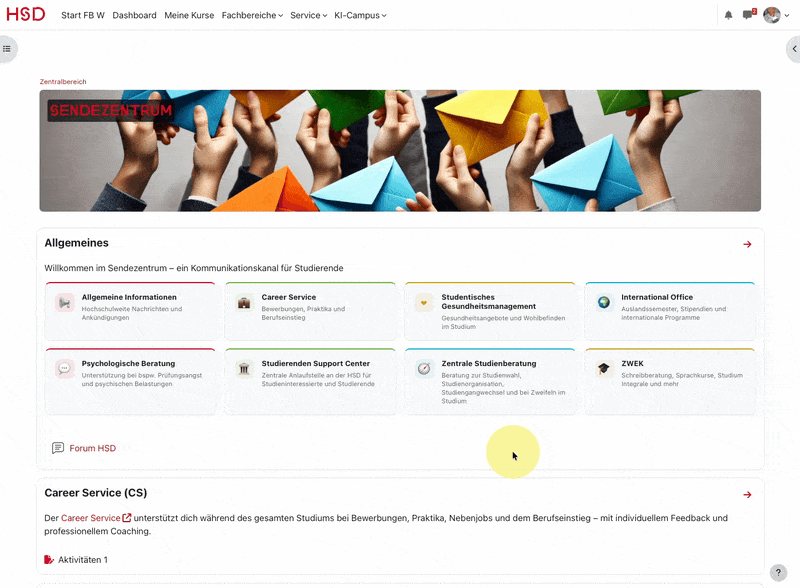 Animation: Im Sendezentrum durch ein Forum scrollen, einen einzelnen Beitrag öffnen und gezielt abonnieren
