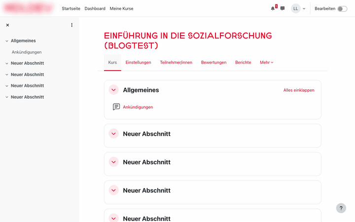 In Moodle über Teilnehmer/innen und Einschreibemethoden die Selbsteinschreibung öffnen und ein Einschreibekennwort speichern.