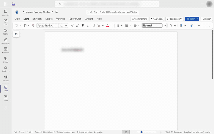 In Word unter „Zugriff verwalten“ bekommt das Team „Kann bearbeiten“.